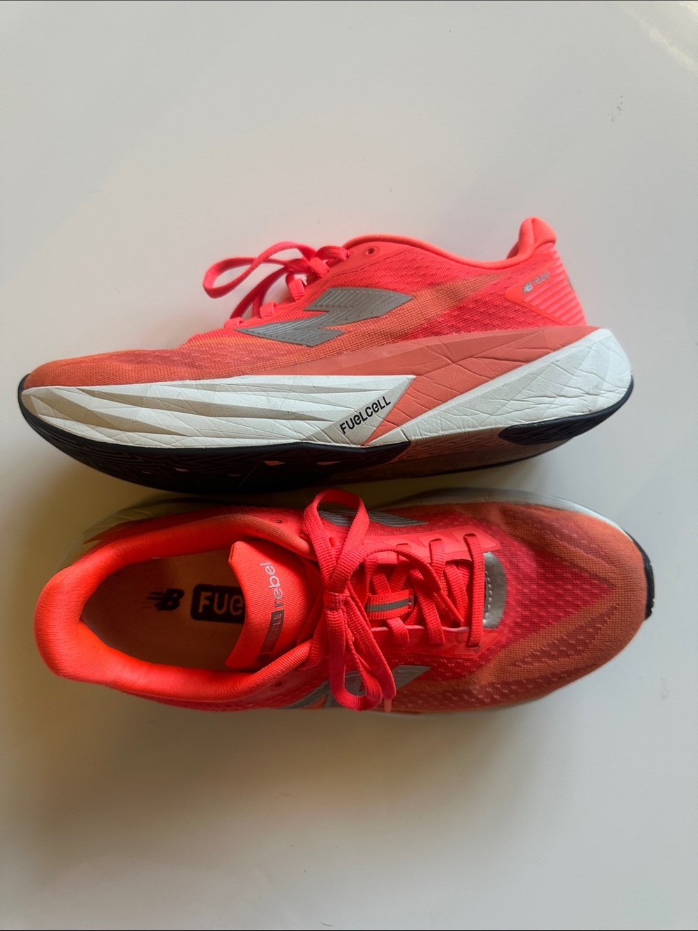 New Balance Womens Neon Coral/Gray FuelCell Running Shoes